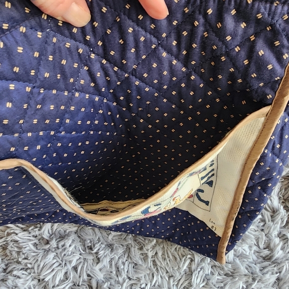 Navy and Tan Quilted Vintage  Tote Bag‎ Made In The USA - Picture 9 of 11